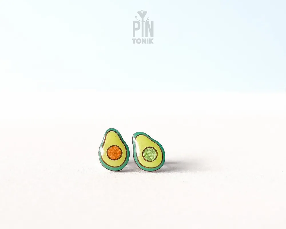 Jewelry - Avocado Vegetable Earrings - Tiny Stud Earrings - Miniature Food Jewelry - Funny Foodie Gift - PINTONIK