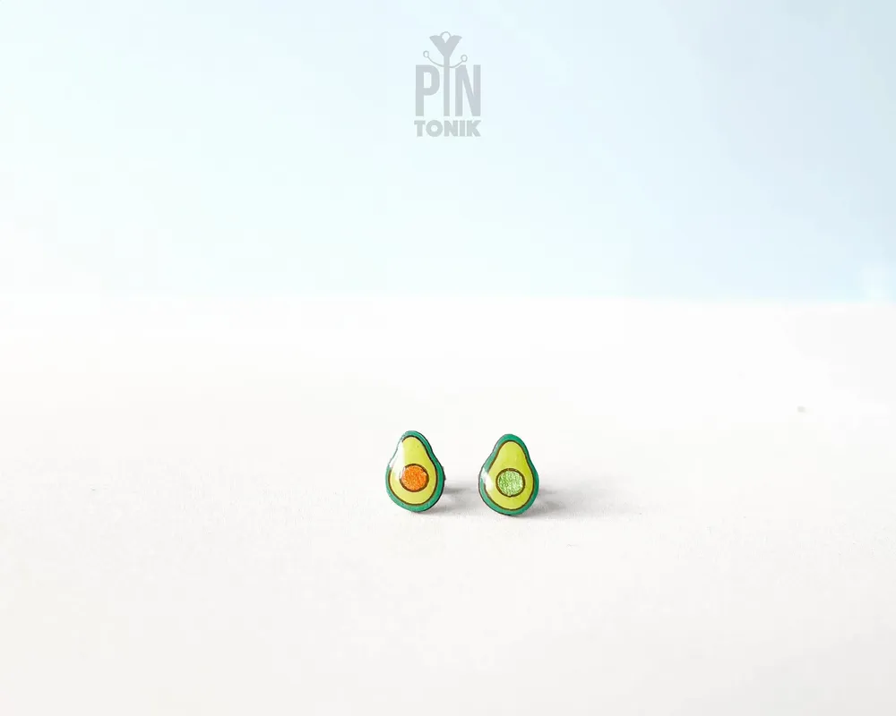 Jewelry - Avocado Vegetable Earrings - Tiny Stud Earrings - Miniature Food Jewelry - Funny Foodie Gift - PINTONIK