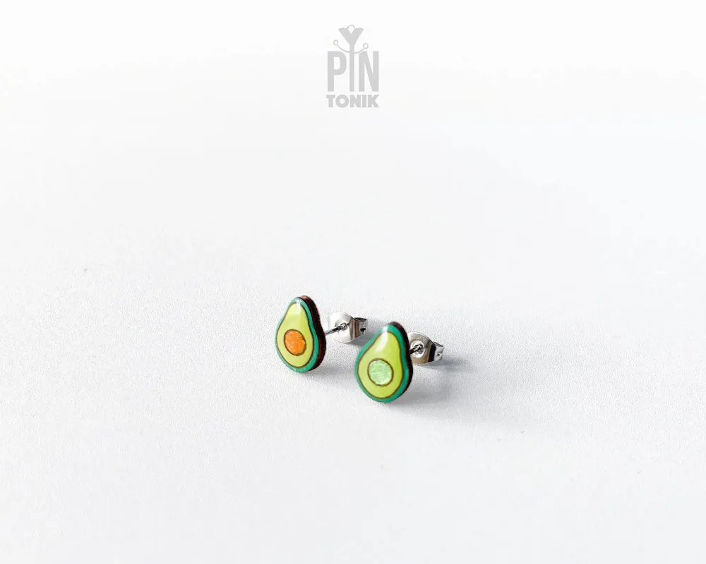 Jewelry - Avocado Vegetable Earrings - Tiny Stud Earrings - Miniature Food Jewelry - Funny Foodie Gift - PINTONIK