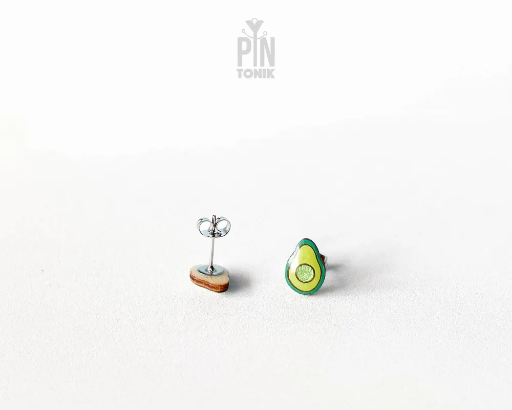Jewelry - Avocado Vegetable Earrings - Tiny Stud Earrings - Miniature Food Jewelry - Funny Foodie Gift - PINTONIK