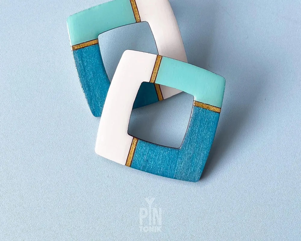 Jewelry - Geometric Statement Earrings - Funky Summer Large Stud Earrings - Abstract Event Jewelry - PINTONIK