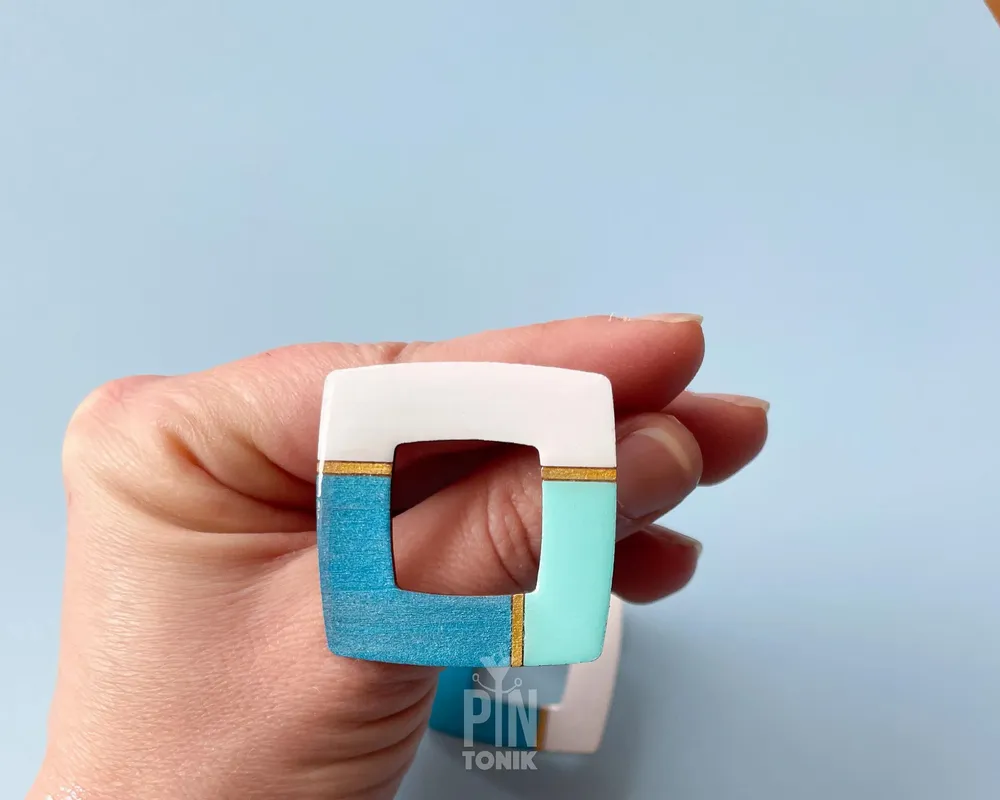 Jewelry - Geometric Statement Earrings - Funky Summer Large Stud Earrings - Abstract Event Jewelry - PINTONIK