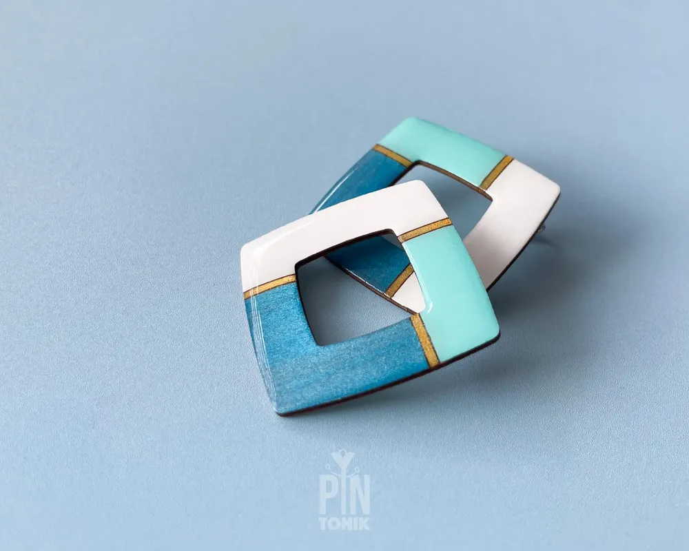 Jewelry - Geometric Statement Earrings - Funky Summer Large Stud Earrings - Abstract Event Jewelry - PINTONIK