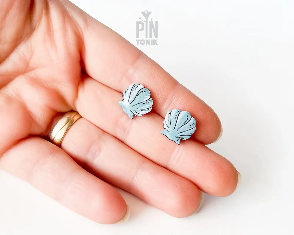 Bijoux - Boucles d'oreilles coquillage - Bijoux sirène bohème - Boucles d'oreilles turquoise originales - Style cowgirl côtière - PINTONIK