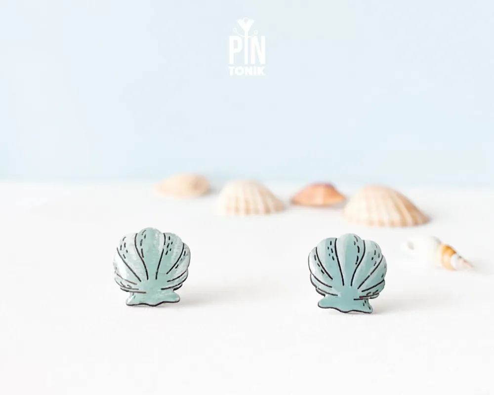 Bijoux - Boucles d'oreilles coquillage - Bijoux sirène bohème - Boucles d'oreilles turquoise originales - Style cowgirl côtière - PINTONIK