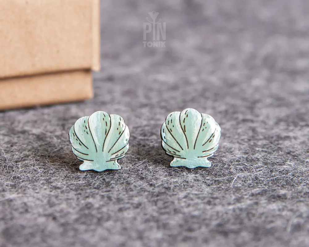 Bijoux - Boucles d'oreilles coquillage - Bijoux sirène bohème - Boucles d'oreilles turquoise originales - Style cowgirl côtière - PINTONIK