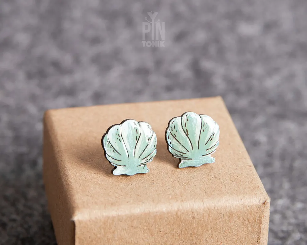 Bijoux - Boucles d'oreilles coquillage - Bijoux sirène bohème - Boucles d'oreilles turquoise originales - Style cowgirl côtière - PINTONIK