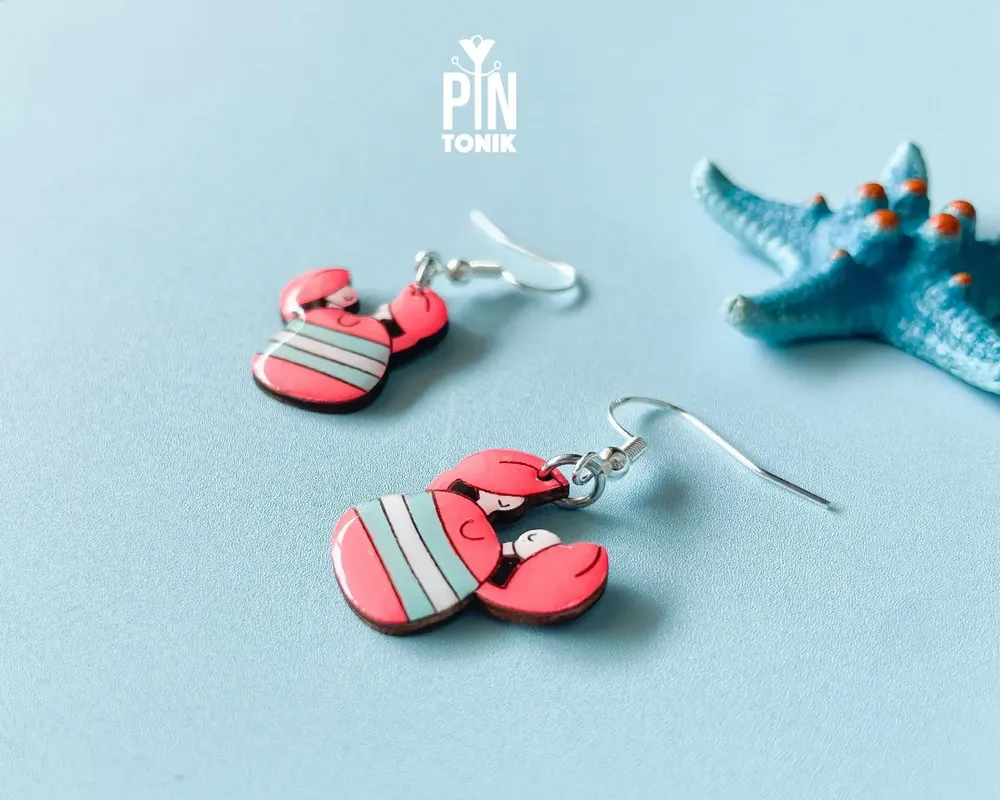 Jewelry - Fun Crab Earrings - Quirky SummerJewelry - Nautical Beach Earrings with Sterling Silver - PINTONIK