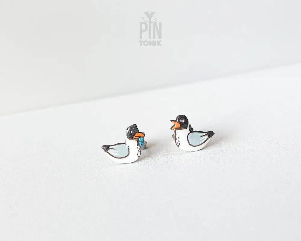 Jewelry - Fun Seagull Earrings - Mismatched Beach Stud Earrings - Funny Birds Ocean Jewelry - PINTONIK