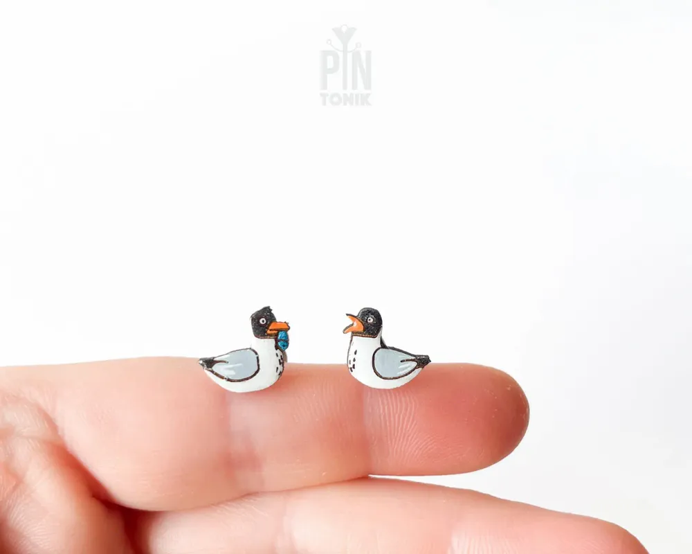 Jewelry - Fun Seagull Earrings - Mismatched Beach Stud Earrings - Funny Birds Ocean Jewelry - PINTONIK