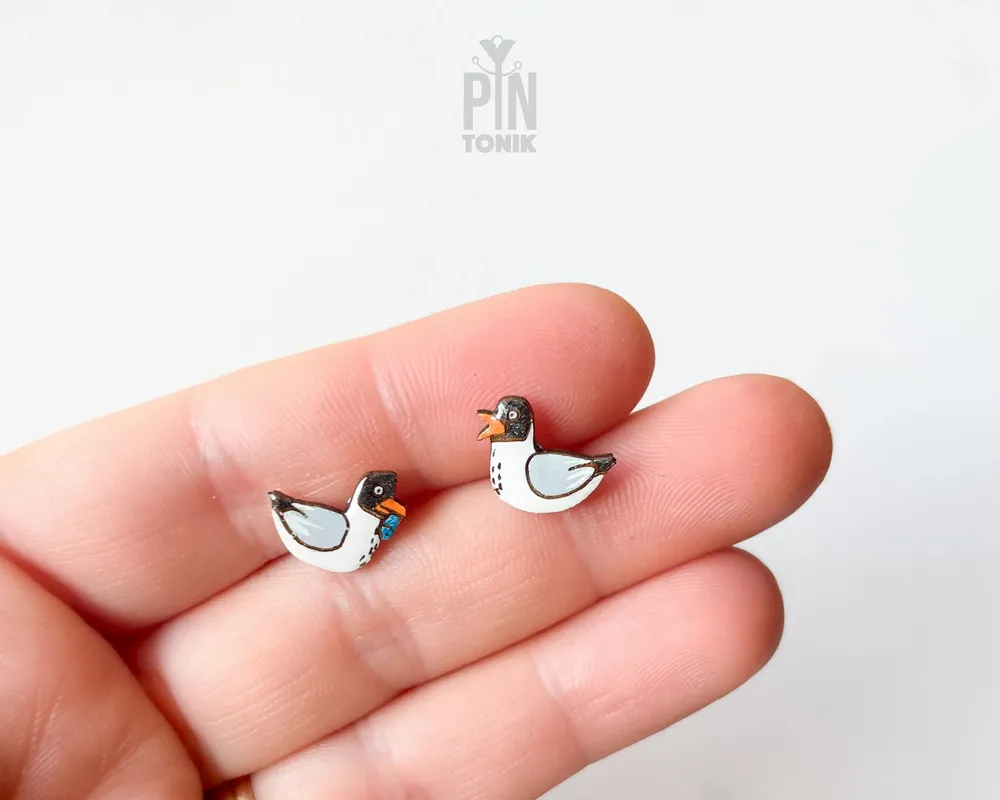 Jewelry - Fun Seagull Earrings - Mismatched Beach Stud Earrings - Funny Birds Ocean Jewelry - PINTONIK