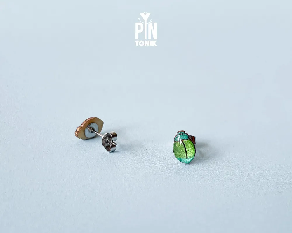 Jewelry - Blue Tansy Earrings - Milkweed Beetle Stud Earrings - Bug Insect Jewelry - PINTONIK