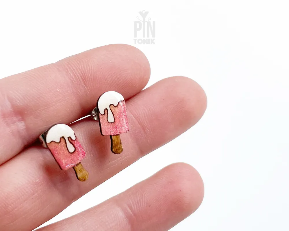 Jewelry - Ice Cream Earrings - Fun Summer Stud Earrings - Miniature Food Popsicle Jewelry - PINTONIK