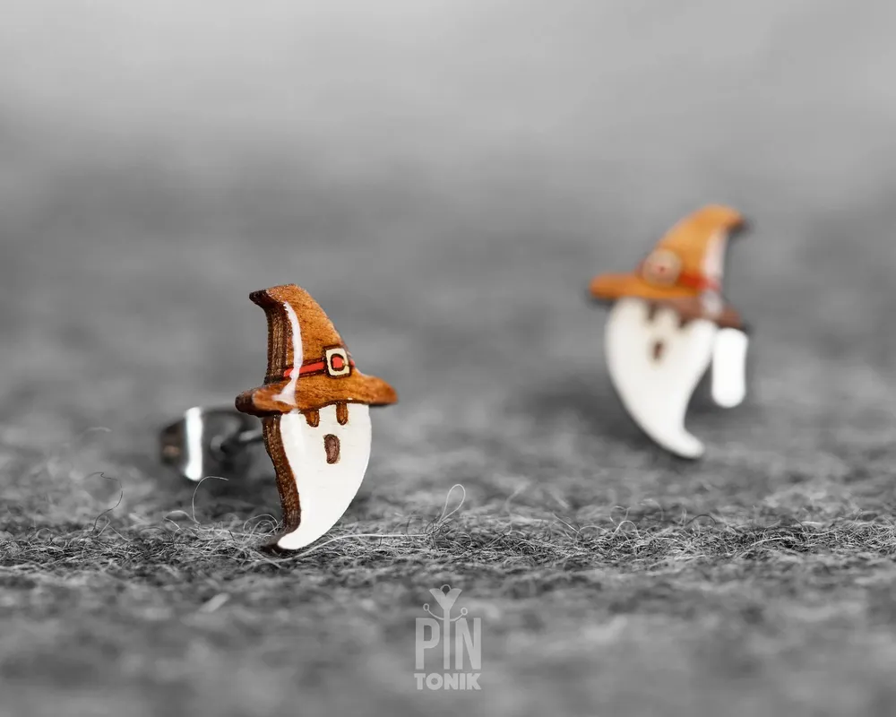 Jewelry - Spooky Ghost Stud Earrings - Witchy Halloween Costume - Girl Jewelry for Fall - Gifts for Kids - PINTONIK