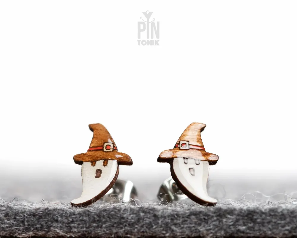Jewelry - Spooky Ghost Stud Earrings - Witchy Halloween Costume - Girl Jewelry for Fall - Gifts for Kids - PINTONIK
