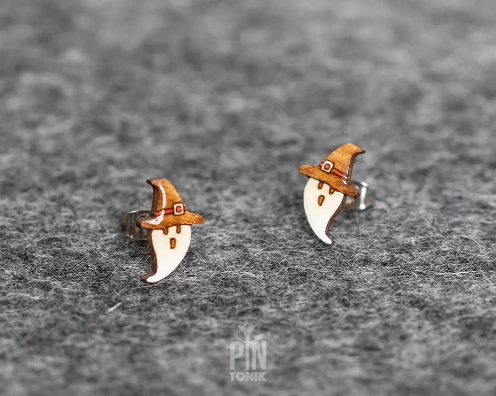 Jewelry - Spooky Ghost Stud Earrings - Witchy Halloween Costume - Girl Jewelry for Fall - Gifts for Kids - PINTONIK
