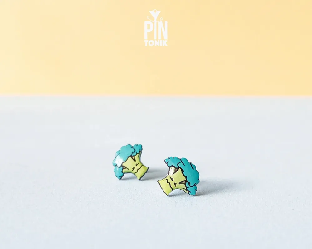 Jewelry - Quirky Broccoli Stud Earrings - Miniature Food Jewelry - PINTONIK