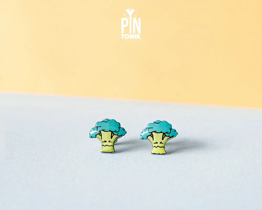 Jewelry - Quirky Broccoli Stud Earrings - Miniature Food Jewelry - PINTONIK