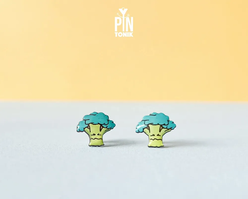 Jewelry - Quirky Broccoli Stud Earrings - Miniature Food Jewelry - PINTONIK