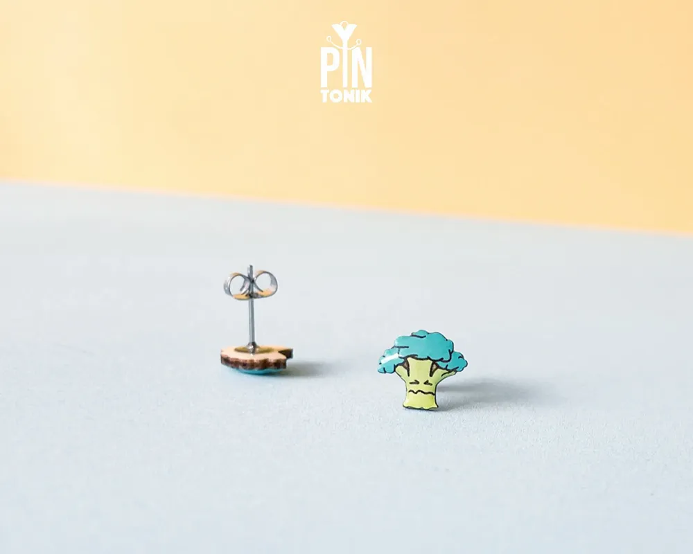 Jewelry - Quirky Broccoli Stud Earrings - Miniature Food Jewelry - PINTONIK