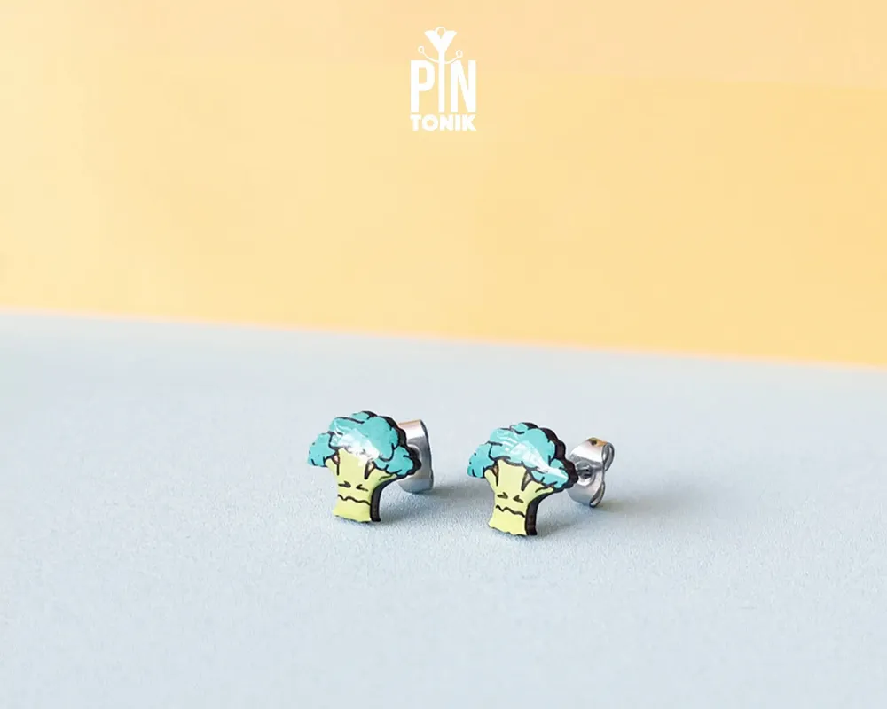 Jewelry - Quirky Broccoli Stud Earrings - Miniature Food Jewelry - PINTONIK