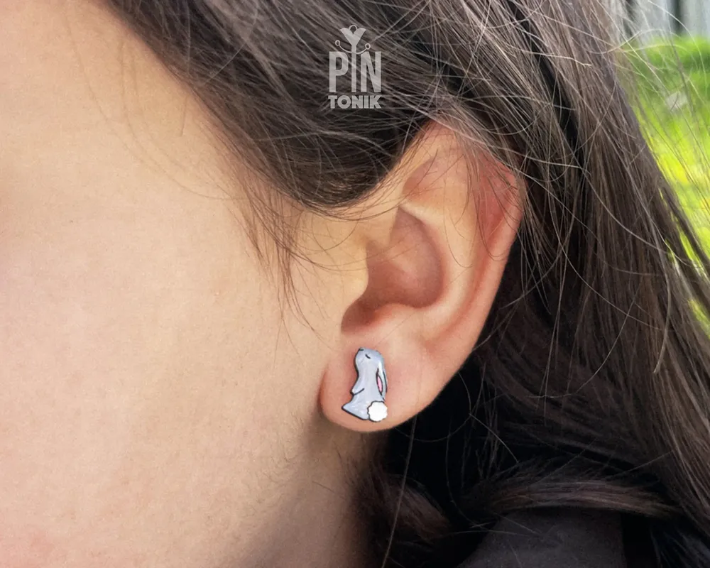 Bijoux - Boucles d'oreilles lapin - Bijoux printaniers amusants - Idées cadeaux pour Pâques - Boucles d'oreilles dépareillées - PINTONIK