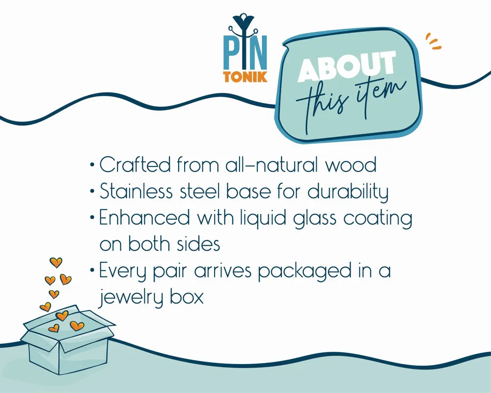 Bijoux - Boucles d'oreilles puces myrtilles - Boucles d'oreilles en bois dépareillées avec base en acier inoxydable - PINTONIK