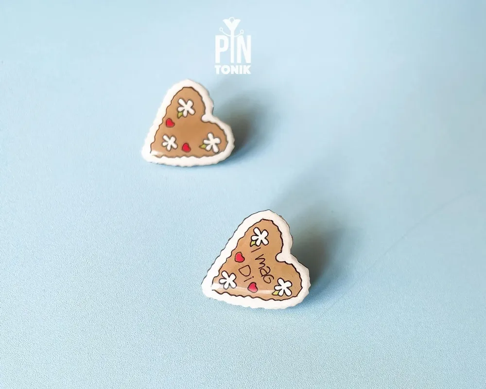 Jewelry - Gingerbread Heart Oktoberfest Pin - Sugar Cookie Christmas Brooch - PINTONIK