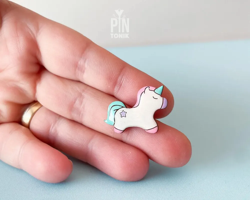 Bijoux - Broche Licorne en Bois - Bijou Fantaisie Magique - Broche Pastel Conte de Fées pour Sac Ita - PINTONIK