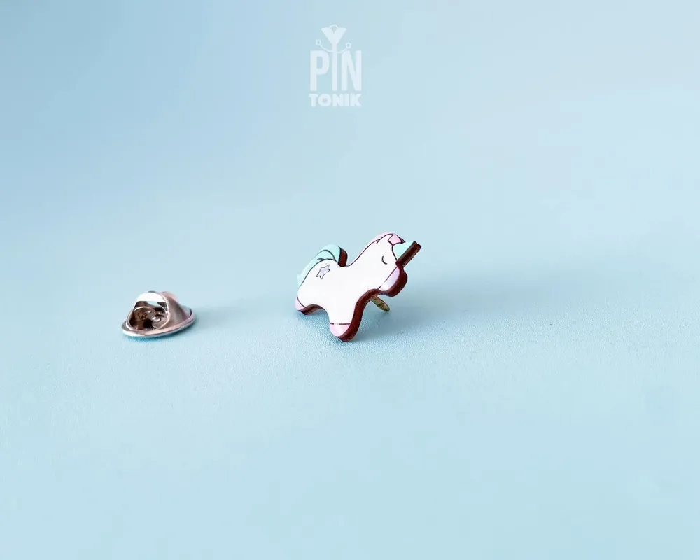 Bijoux - Broche Licorne en Bois - Bijou Fantaisie Magique - Broche Pastel Conte de Fées pour Sac Ita - PINTONIK