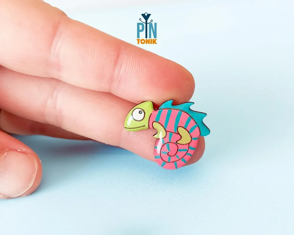 Jewelry - Chameleon Pin - Gecko Lizard Button Accessories - Animal Cosplay Brooch - PINTONIK