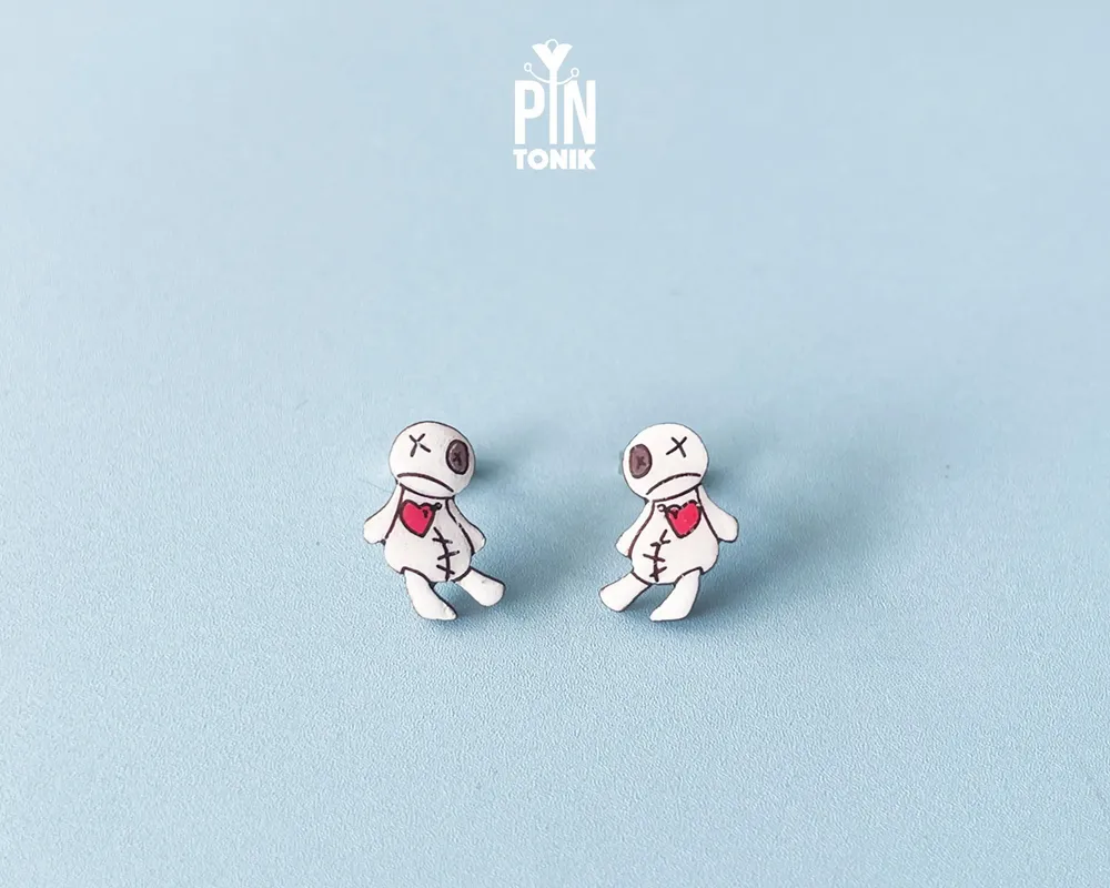 Jewelry - Voodoo Doll Stud Earrings - Creepy Witchcraft Jewelry - PINTONIK