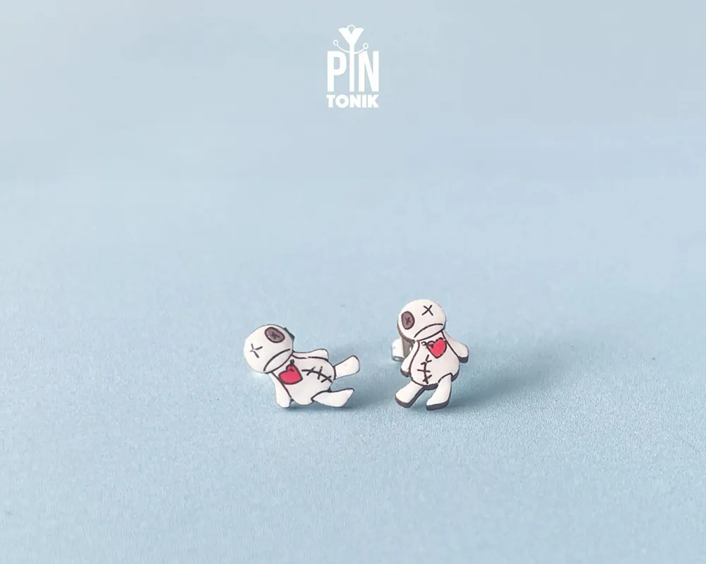 Jewelry - Voodoo Doll Stud Earrings - Creepy Witchcraft Jewelry - PINTONIK