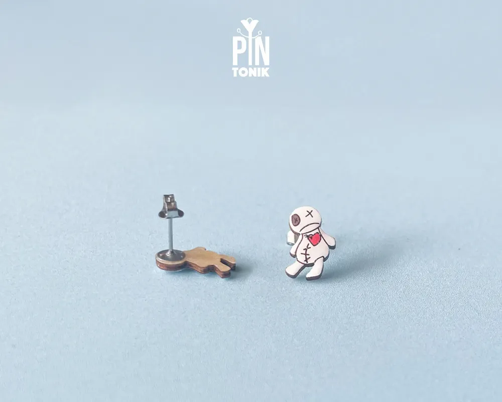 Jewelry - Voodoo Doll Stud Earrings - Creepy Witchcraft Jewelry - PINTONIK