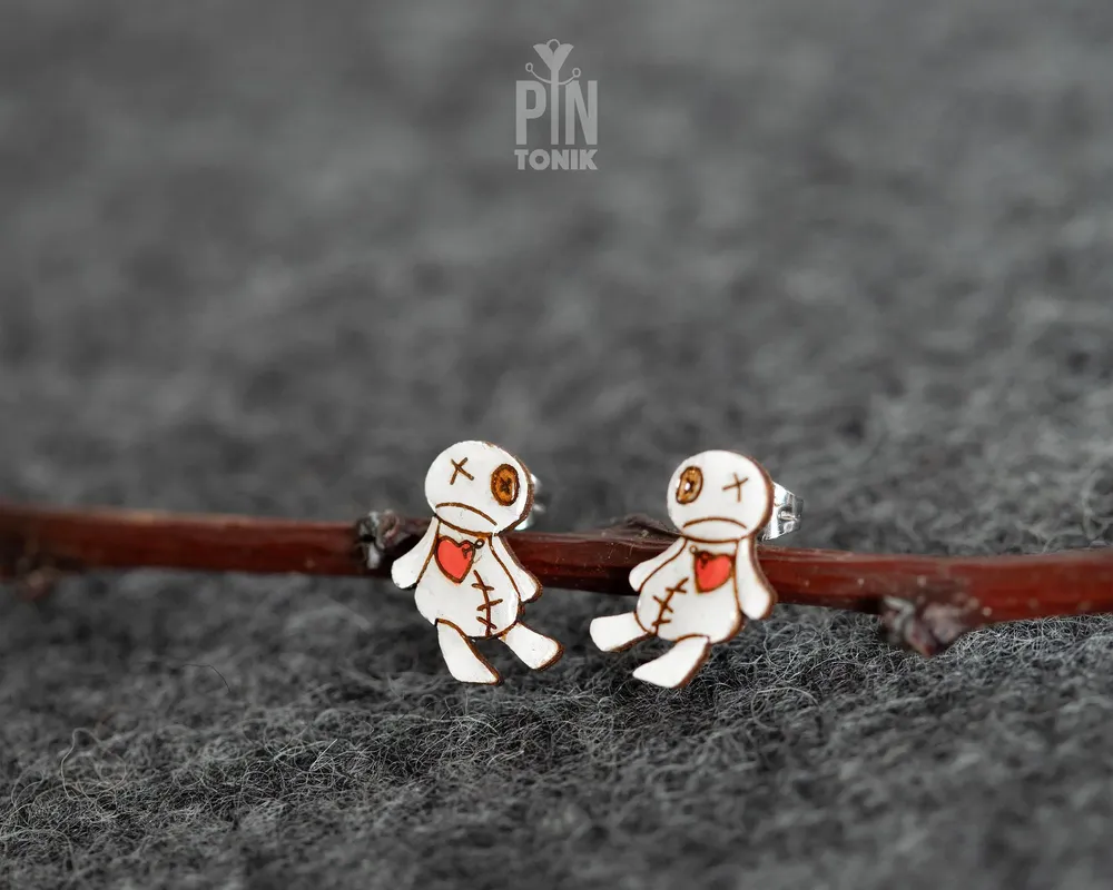 Jewelry - Voodoo Doll Stud Earrings - Creepy Witchcraft Jewelry - PINTONIK