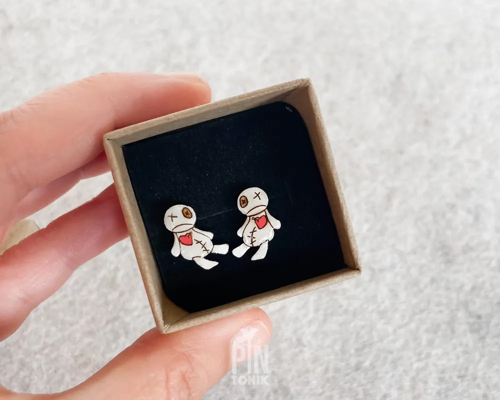 Jewelry - Voodoo Doll Stud Earrings - Creepy Witchcraft Jewelry - PINTONIK