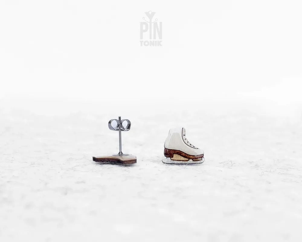 Jewelry - Ice Skates Funky Earrings - Figure Skating Y2K Stud Earrings - Winter Sports Coach Gifts - PINTONIK
