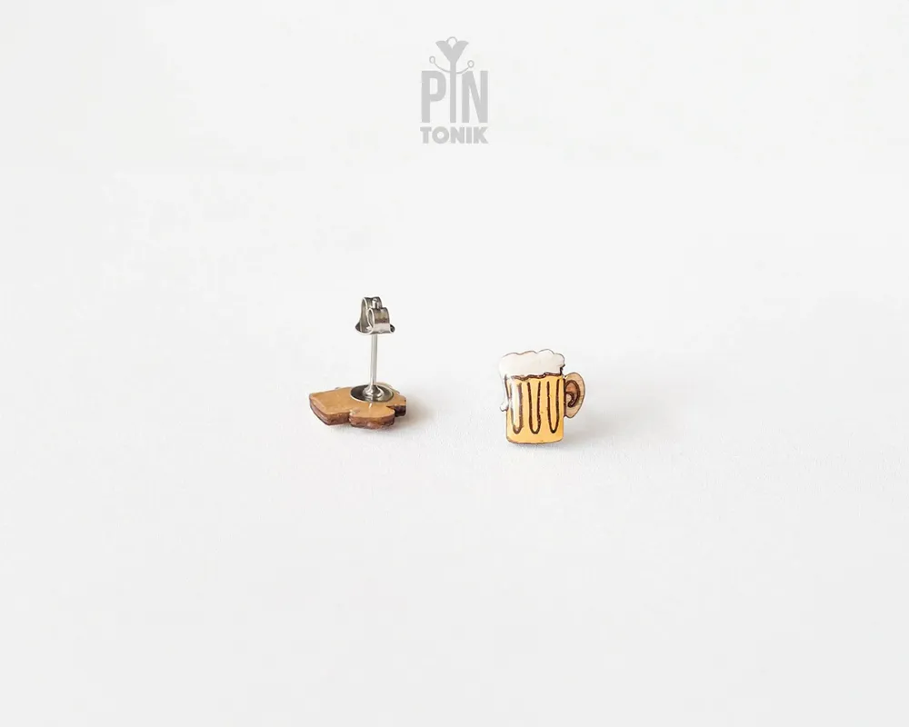 Bijoux - Boucles d'oreilles Oktoberfest en forme de chope à bière - Cadeau d'anniversaire original pour un 21e anniversaire ou un amateur de bière - PINTONIK