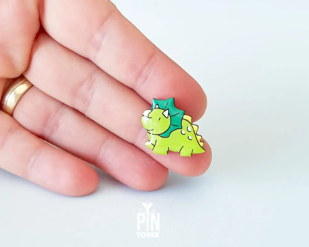 Jewelry - Triceratops Pin - Dinosaur Paleontology Gifts - Fun Animal Brooch - PINTONIK