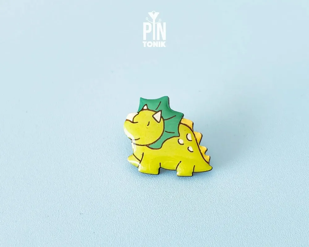 Jewelry - Triceratops Pin - Dinosaur Paleontology Gifts - Fun Animal Brooch - PINTONIK
