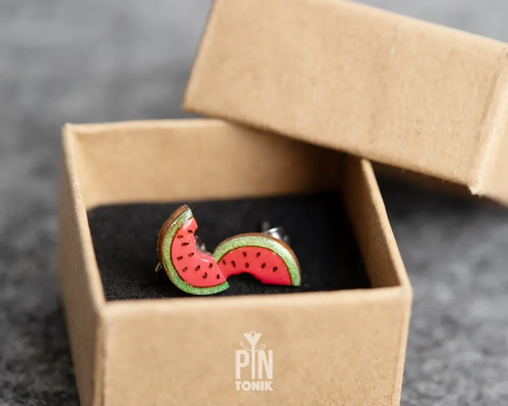 Bijoux - Boucles d'oreilles pastèque - Boucles d'oreilles fantaisie fruitées - Cadeau pour belle-fille ou adolescente - PINTONIK