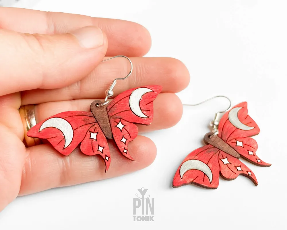 Bijoux - Boucles d'oreilles papillon lune fantaisistes - Bijoux papillon bohèmes - PINTONIK