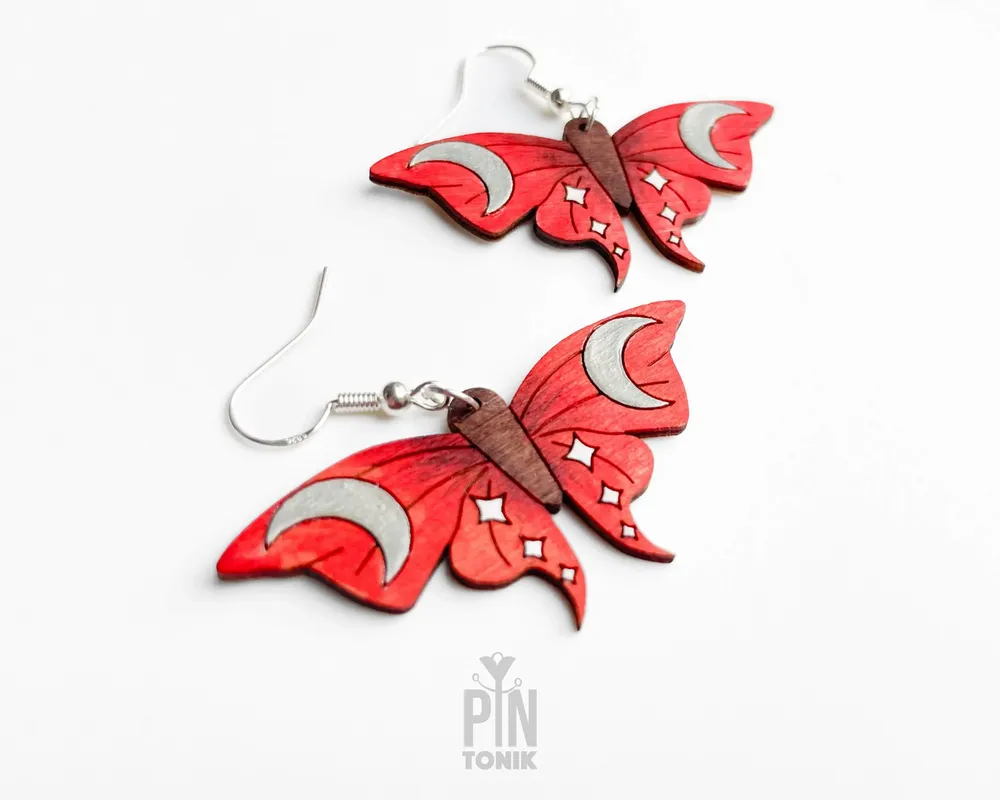 Bijoux - Boucles d'oreilles papillon lune fantaisistes - Bijoux papillon bohèmes - PINTONIK
