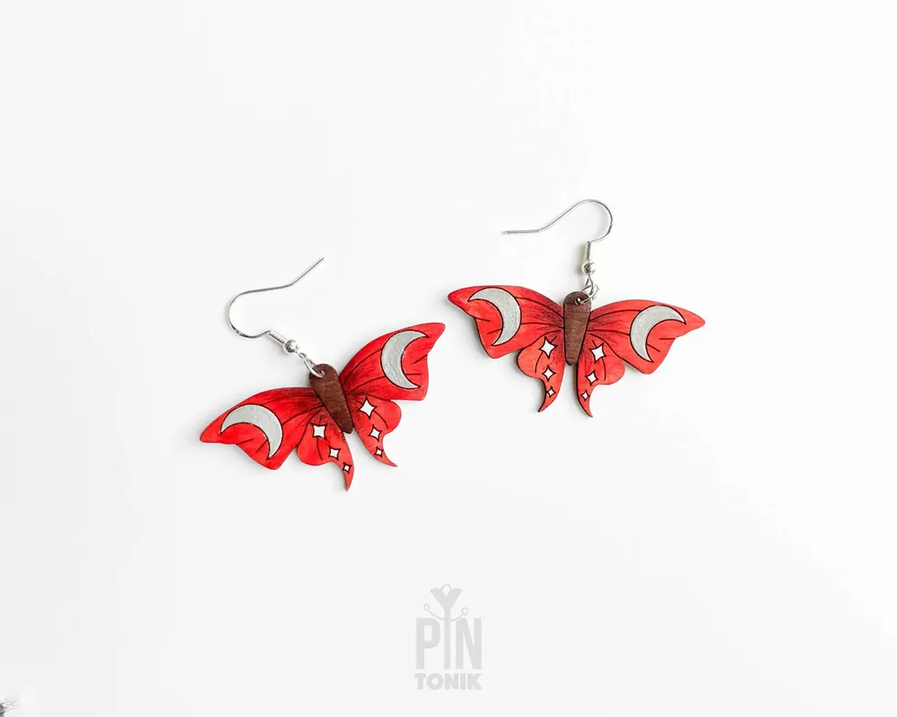 Bijoux - Boucles d'oreilles papillon lune fantaisistes - Bijoux papillon bohèmes - PINTONIK