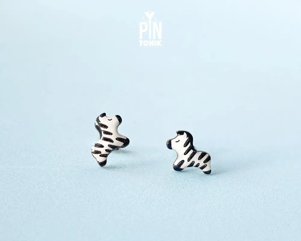 Jewelry - Boho Zebra Stud Earrings for Kids - Animal Pattern Jewelry for Safari - PINTONIK