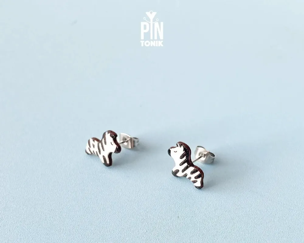 Jewelry - Boho Zebra Stud Earrings for Kids - Animal Pattern Jewelry for Safari - PINTONIK
