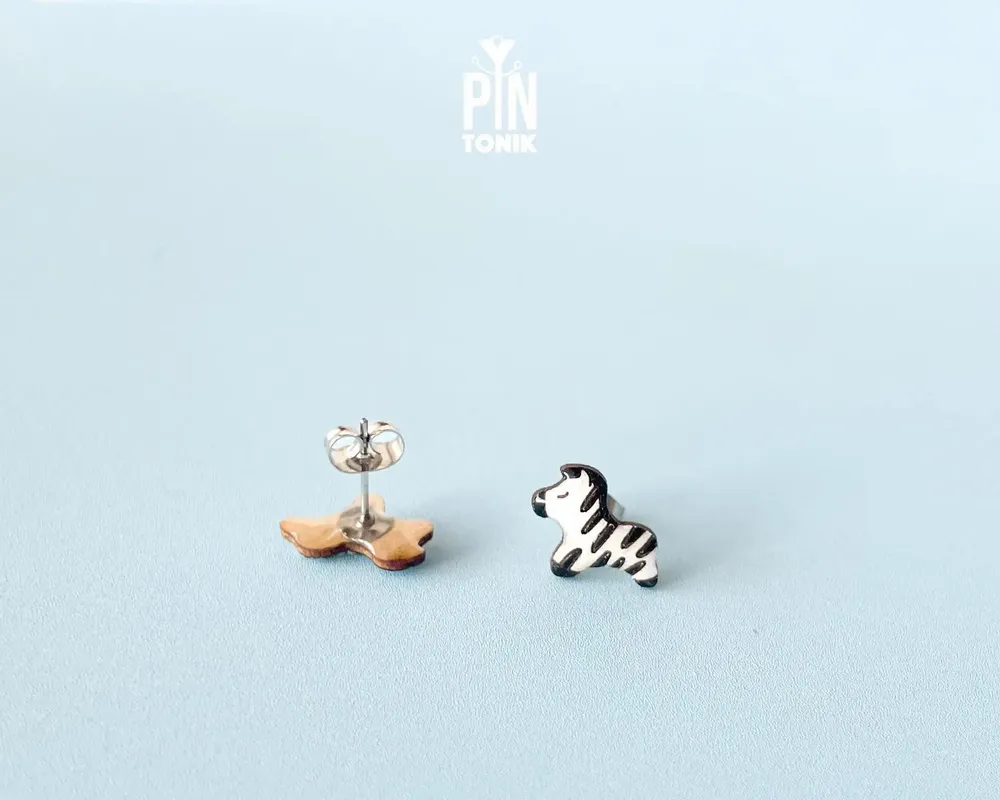 Jewelry - Boho Zebra Stud Earrings for Kids - Animal Pattern Jewelry for Safari - PINTONIK
