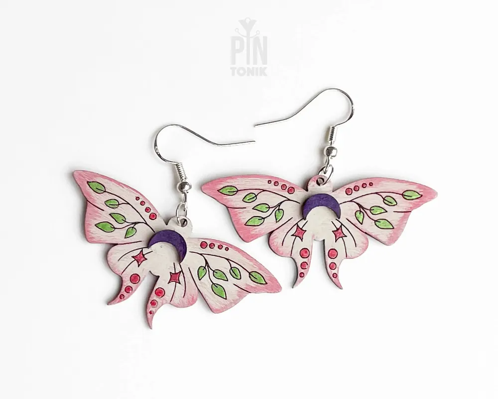 Bijoux - Boucles d'oreilles papillon lune fantaisistes - Bijoux ailes de papillon bohèmes - Cadeau de Noël ou échange de cadeaux champêtres - PINTONIK