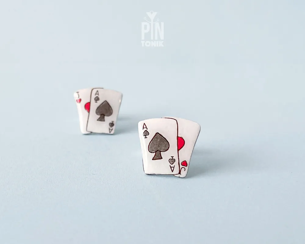 Jewelry - Ace of Spades Cufflinks - Hand-Painted Wooden Poker Gifts - PINTONIK