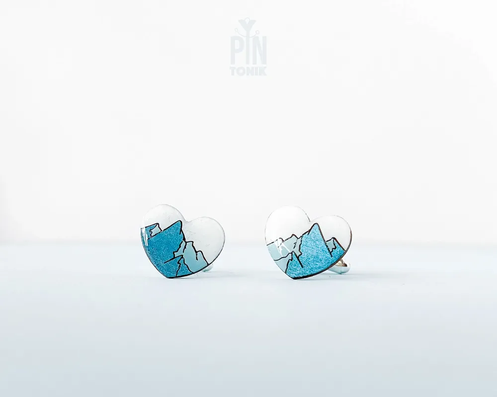 Jewelry - Wooden Mountain Cufflinks - Ski Snowboard Design - PINTONIK